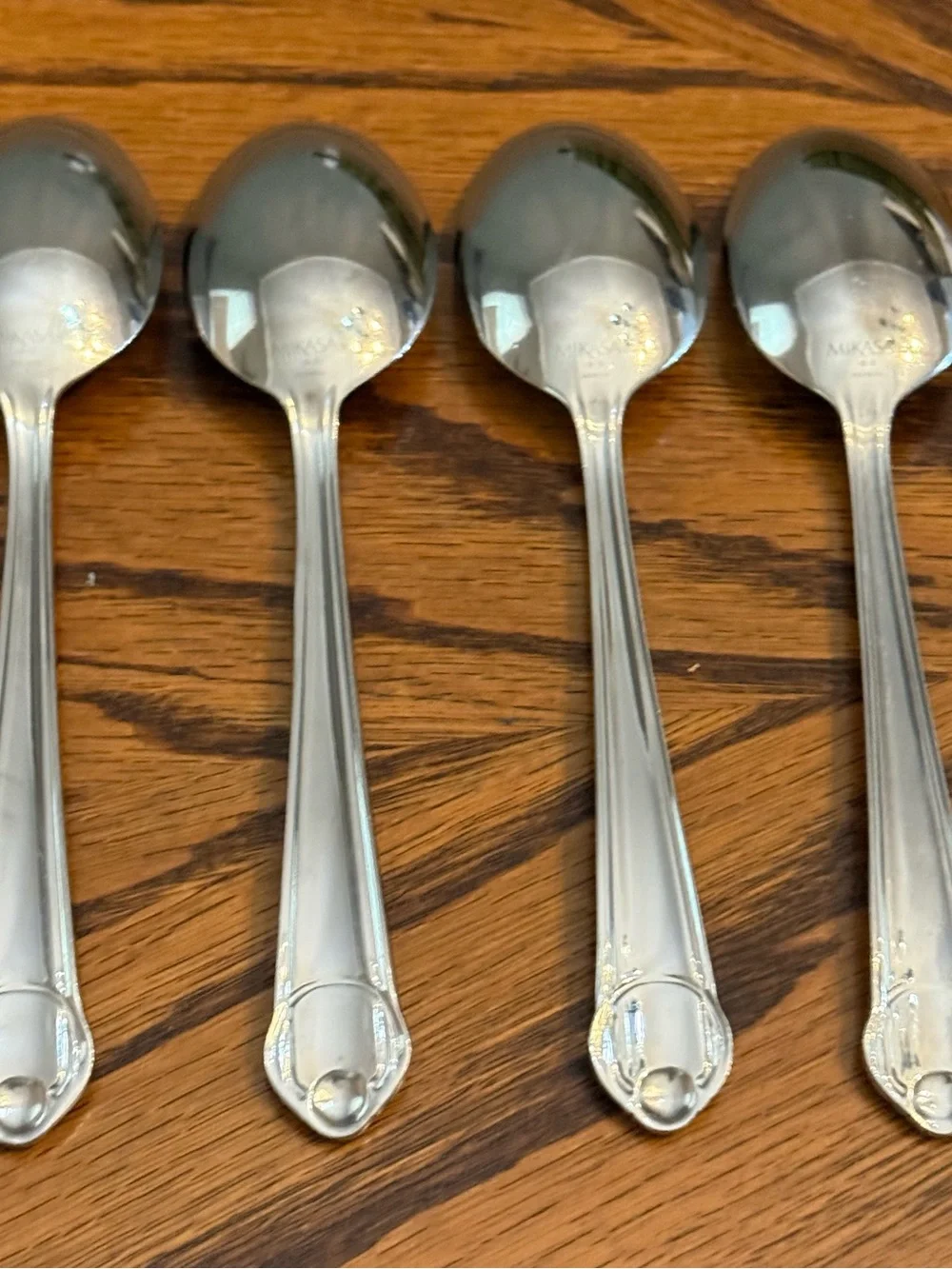 4 Mikasa CLASSICO SATIN Soup Spoons Stainless Steel Flatware 7 5/8”
